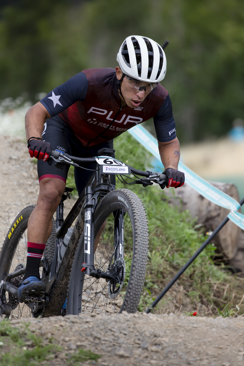 2023 UCI Cycling World Championships - Mountain Bike - Elite Men - Georwill Pérez Román of Puerto Rico takes on the course