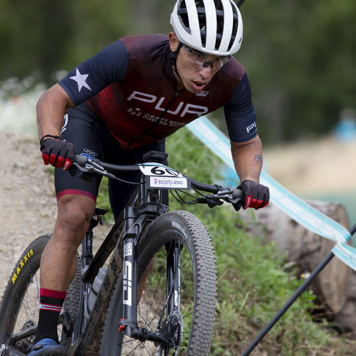 2023 UCI Cycling World Championships - Mountain Bike - Elite Men - Georwill Pérez Román of Puerto Rico takes on the course