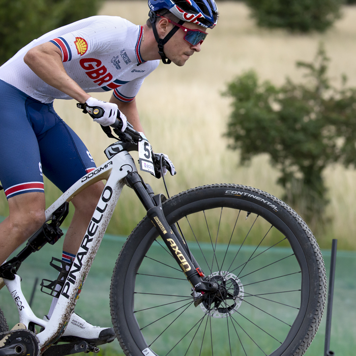 2023 UCI Cycling World Championships - Mountain Bike - Elite Men - A side view of Great Britain’s Tom Pidcock as he tackles a steep climb