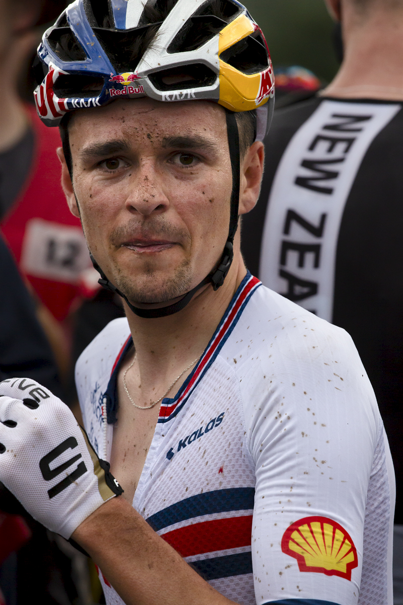 2023 UCI Cycling World Championships - Mountain Bike - Elite Men - Tom Pidcock of Great Britain looks emotional as he digests the enormity of the result