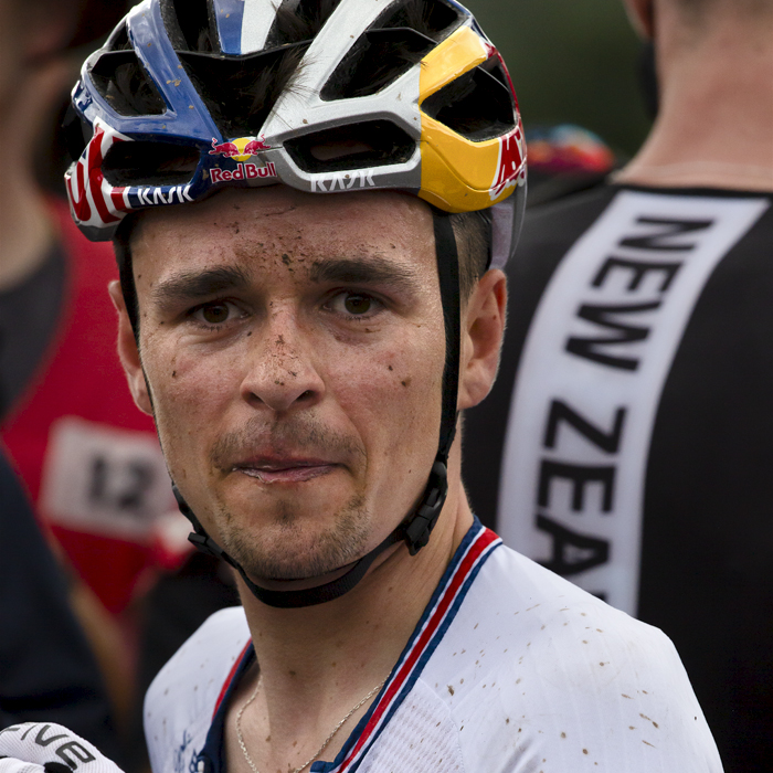 2023 UCI Cycling World Championships - Mountain Bike - Elite Men - Tom Pidcock of Great Britain looks emotional as he digests the enormity of the result