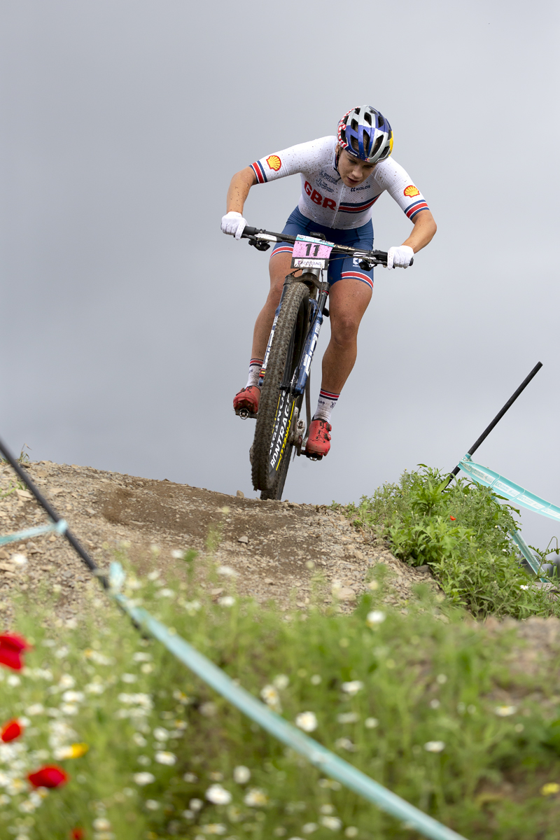 2023 UCI Cycling World Championships - Mountain Bike - Elite Women - Evie of Great Britain tops the hill