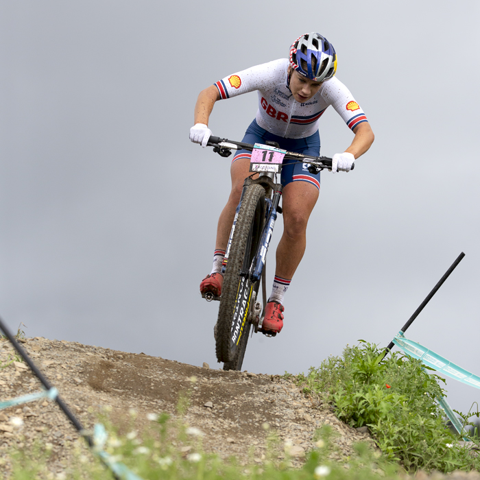 2023 UCI Cycling World Championships - Mountain Bike - Elite Women - Evie of Great Britain tops the hill