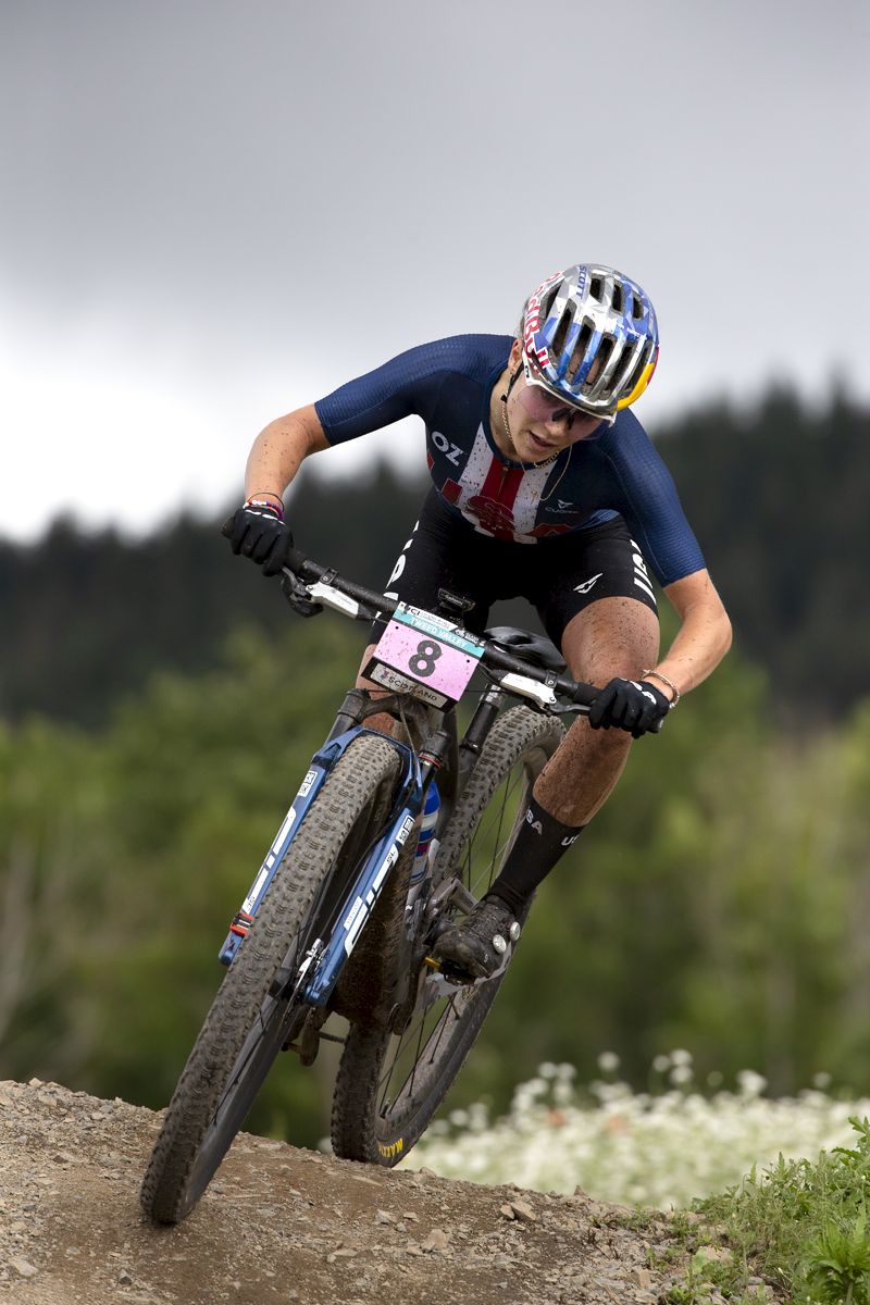 2023 UCI Cycling World Championships - Mountain Bike - Elite Women - Kate Courtney of USA takes part in the race