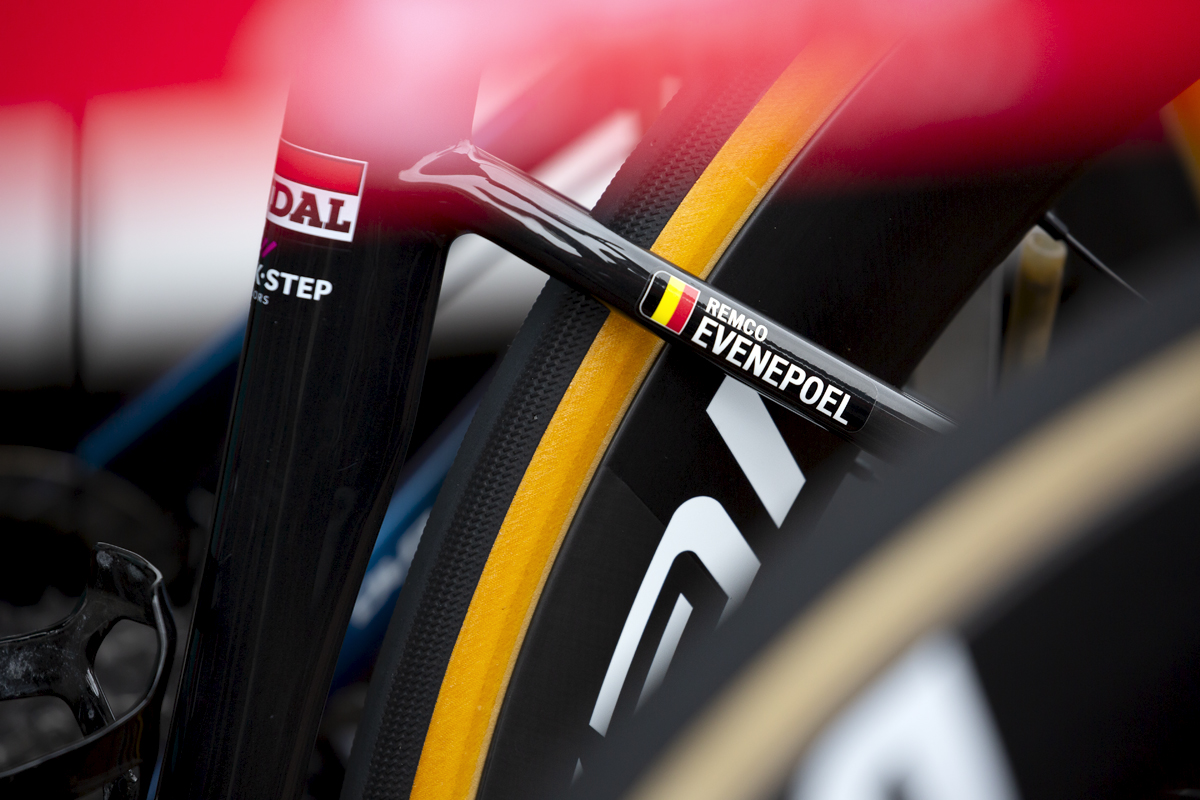 2023 UCI Cycling World Championships - Road Race - Elite Men - Close up of Remco Evenepoel of Belgium’s bike before the start of the race