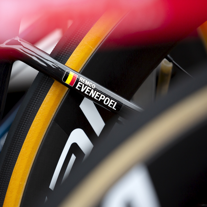 2023 UCI Cycling World Championships - Road Race - Elite Men - Close up of Remco Evenepoel of Belgium’s bike before the start of the race