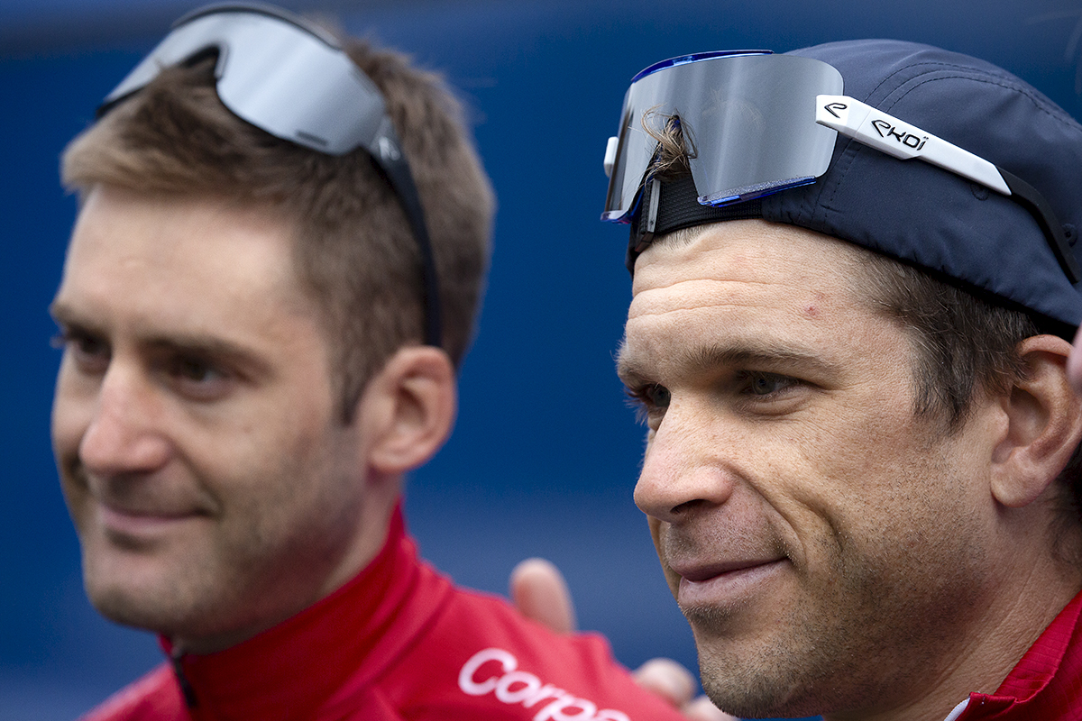 2023 UCI Cycling World Championships - Road Race - Elite Men - Canada’s Guillaume Boivin with his cap on backwards and sunglasses on his head before the start of the race