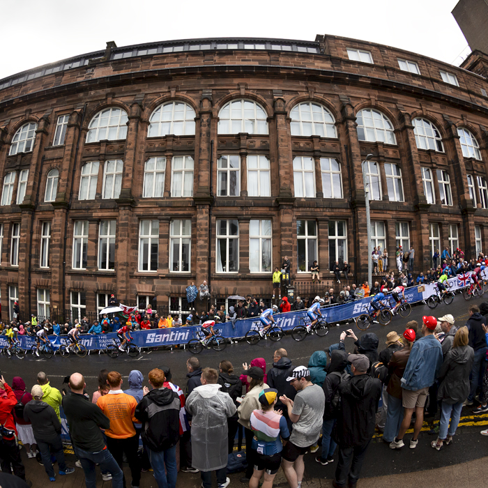 2023 UCI Cycling World Championships - Road Race - Elite Men - Fans line the street as riders climb Montrose Street