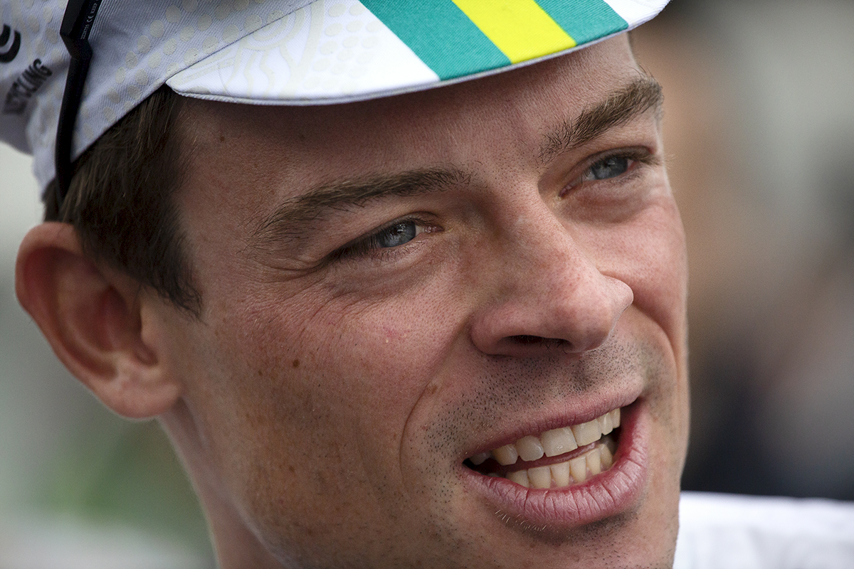 2023 UCI Cycling World Championships - Road Race - Elite Men - Australia’s Simon Clarke wearing a small cap in national colours 