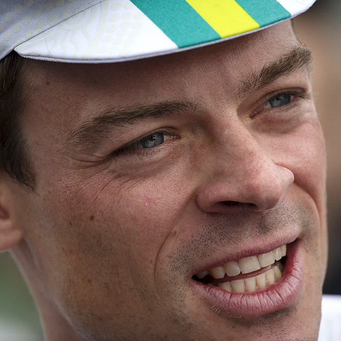 2023 UCI Cycling World Championships - Road Race - Elite Men - Australia’s Simon Clarke wearing a small cap in national colours 