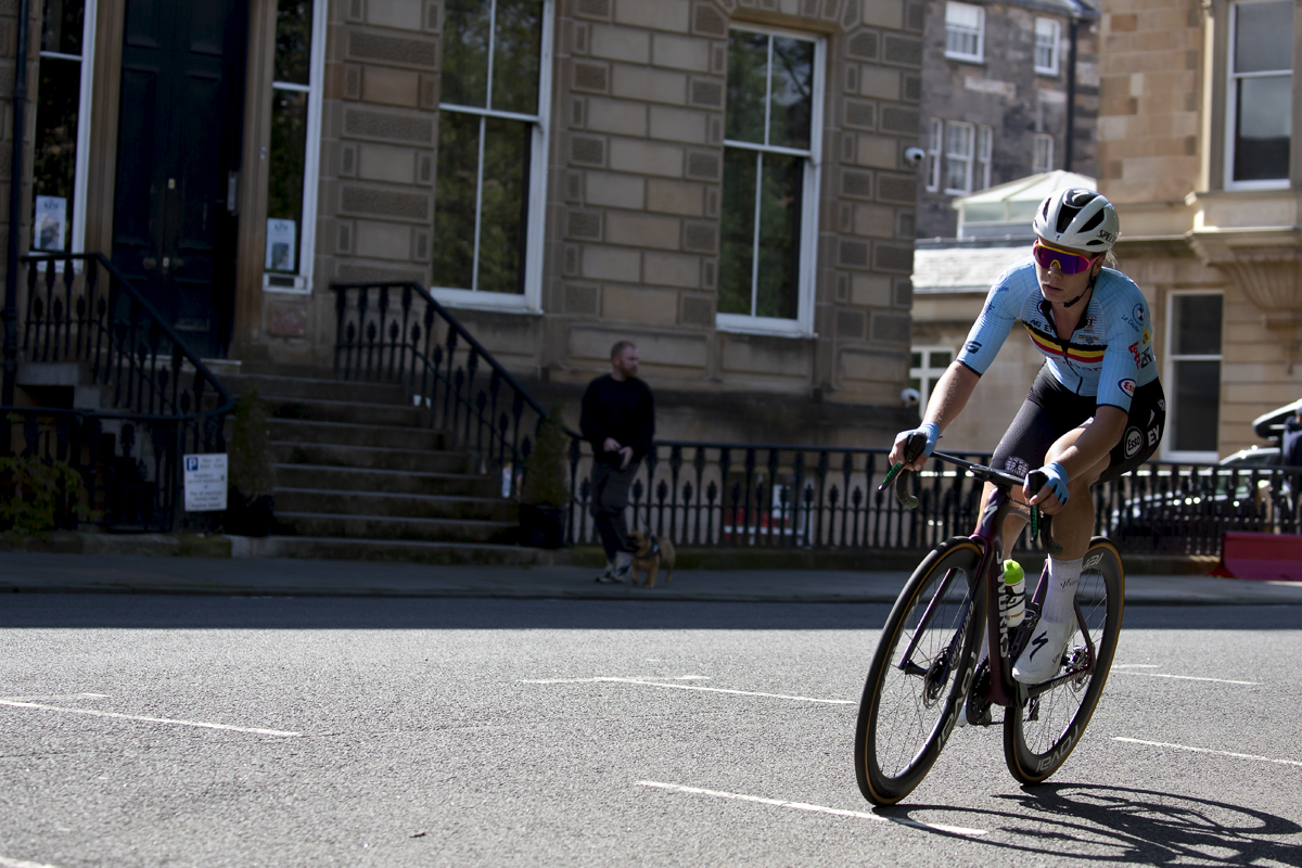 2023 UCI Cycling World Championships - Road Race - Elite Women - Lotte Kopecky of Belgium rides through Park Circus