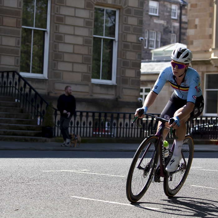 2023 UCI Cycling World Championships - Road Race - Elite Women - Lotte Kopecky of Belgium rides through Park Circus