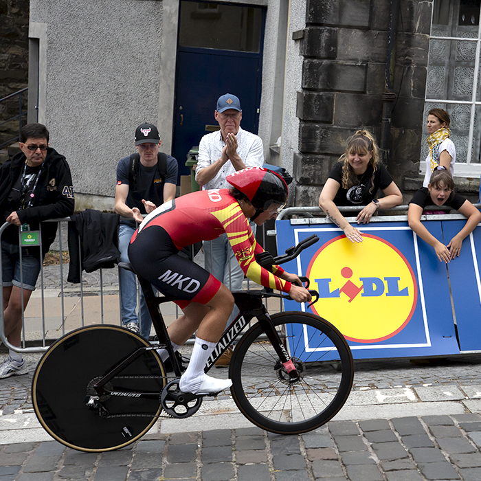 2023 UCI Cycling World Championships - Time Trial - Elite Women - Fans cheer on Elena Petrova of North Macdeonia