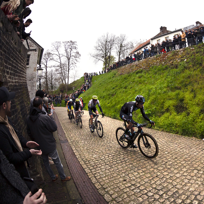 Amstel Gold Race 2023 - Team DSM rider Leon Heinschke leads the breakaway up the Maasberg