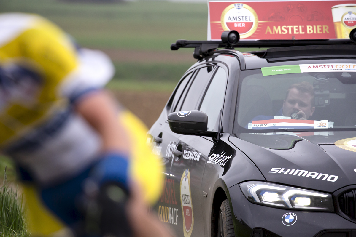 Amstel Gold Race 2023 - The Jury car monitors proceedings