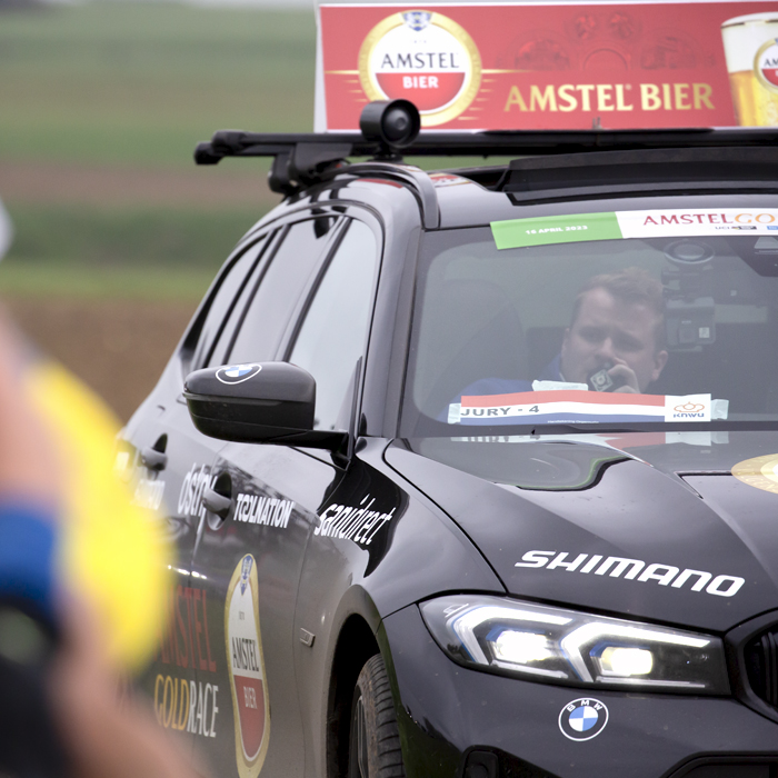 Amstel Gold Race 2023 - The Jury car monitors proceedings