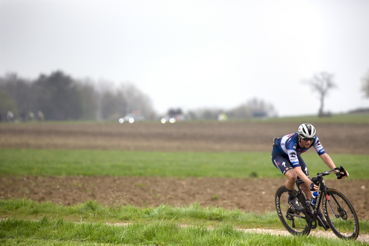 Amstel Gold Race 2023 - Stan van Tricht of Soudal - Quick Step rides down Scheumerweg