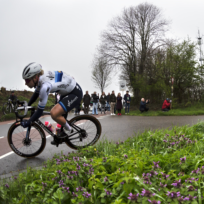 Amstel Gold Race Ladies Edition 2023 - European Champion and Team SD Worx rider Lorena Wiebes leads the race off Scheumerweg