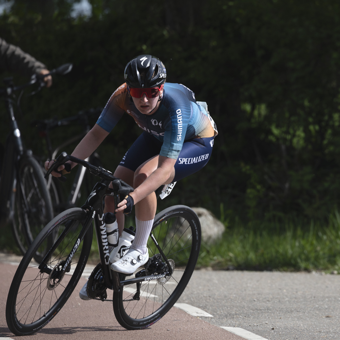 Amstel Gold Race Ladies Edition 2025 - Caoimhe O’Brien of Cynisca Cycling takes on a corner during the race