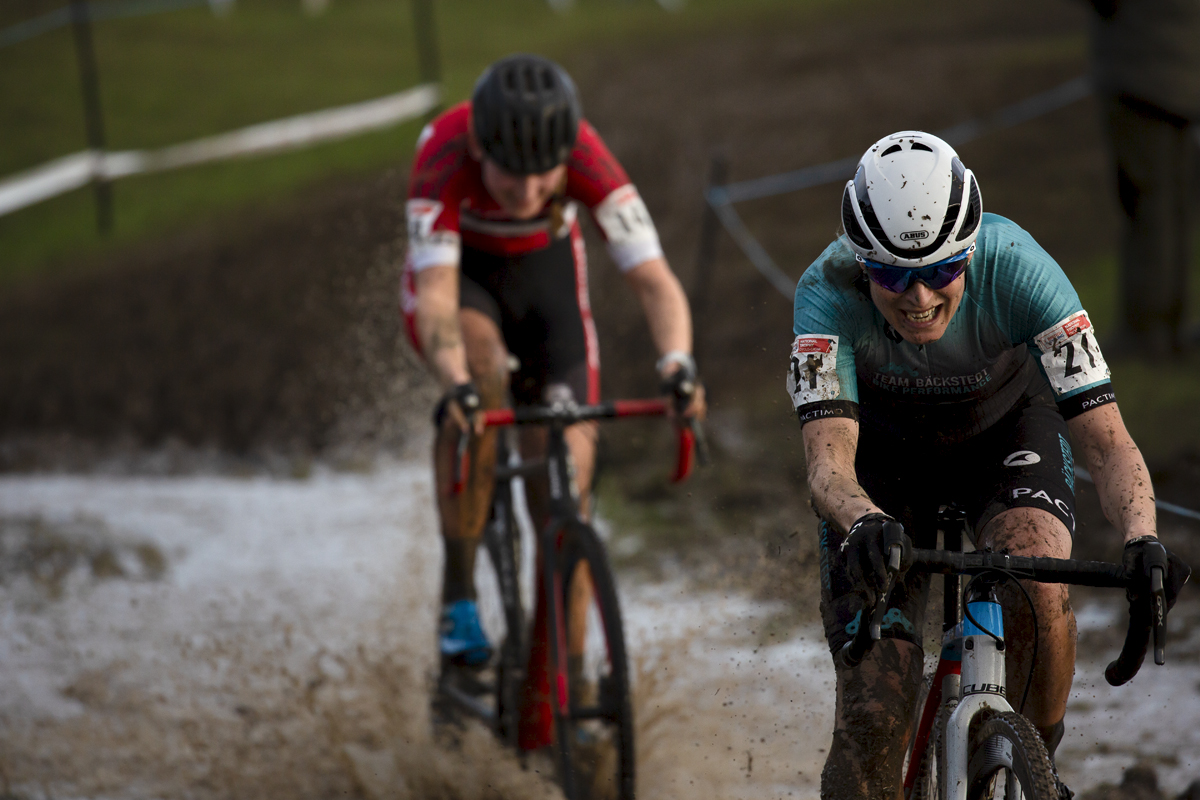 British National Cyclo-Cross Championships 2023 - Ceris Styler grits her teeth as she rides through a waterlogged area