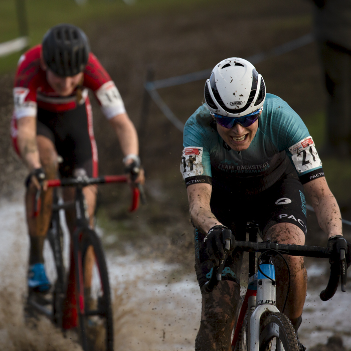 British National Cyclo-Cross Championships 2023 - Ceris Styler grits her teeth as she rides through a waterlogged area