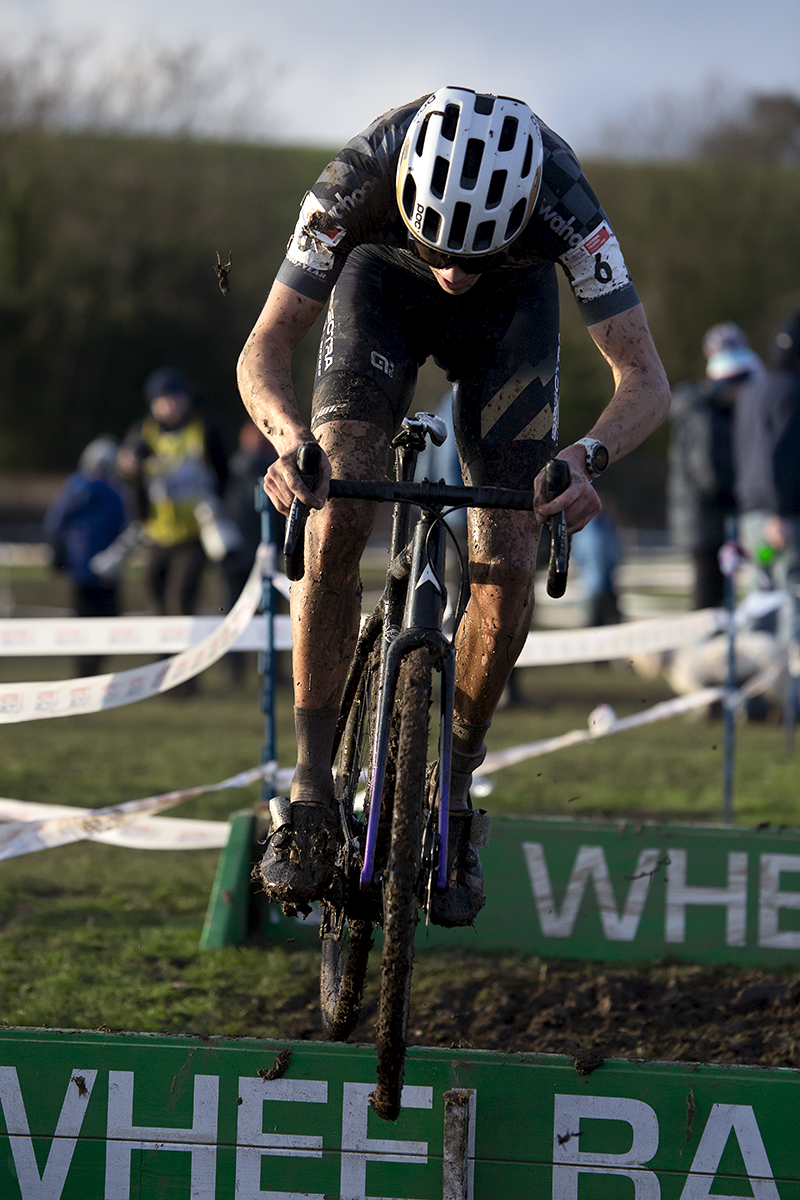 British National Cyclo-Cross Championships 2023 - Daniel Barnes jumps the hurdles 