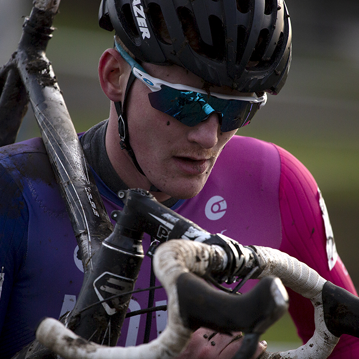 British National Cyclo-Cross Championships 2023 - Fletcher Adams carries his bike