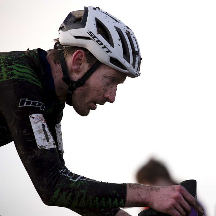 British National Cyclo-Cross Championships 2023 - Grant Ferguson seen from the side as he tackles the course