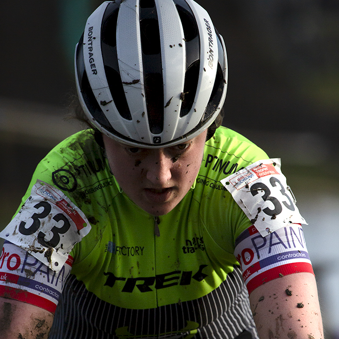 British National Cyclo-Cross Championships 2023 - Holly Bradbrook keeps her eyes down as she rides through a muddy section