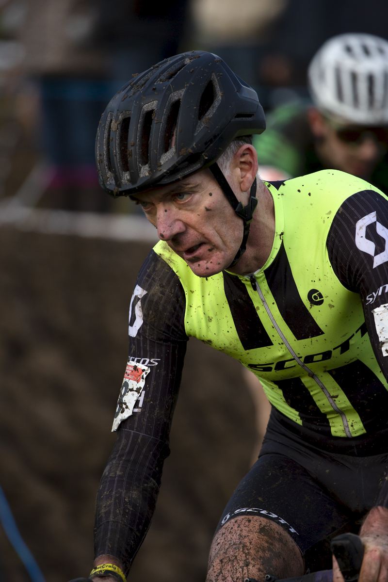 British National Cyclo-Cross Championships 2023 - Nicholas Craig with mud splashed on his face as he tackles the course