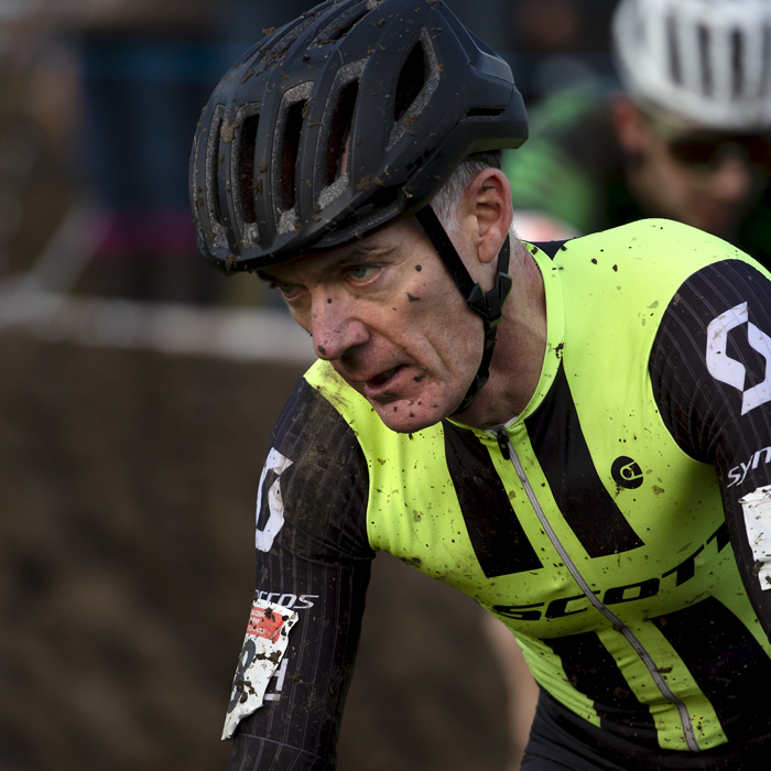 British National Cyclo-Cross Championships 2023 - Nicholas Craig with mud splashed on his face as he tackles the course