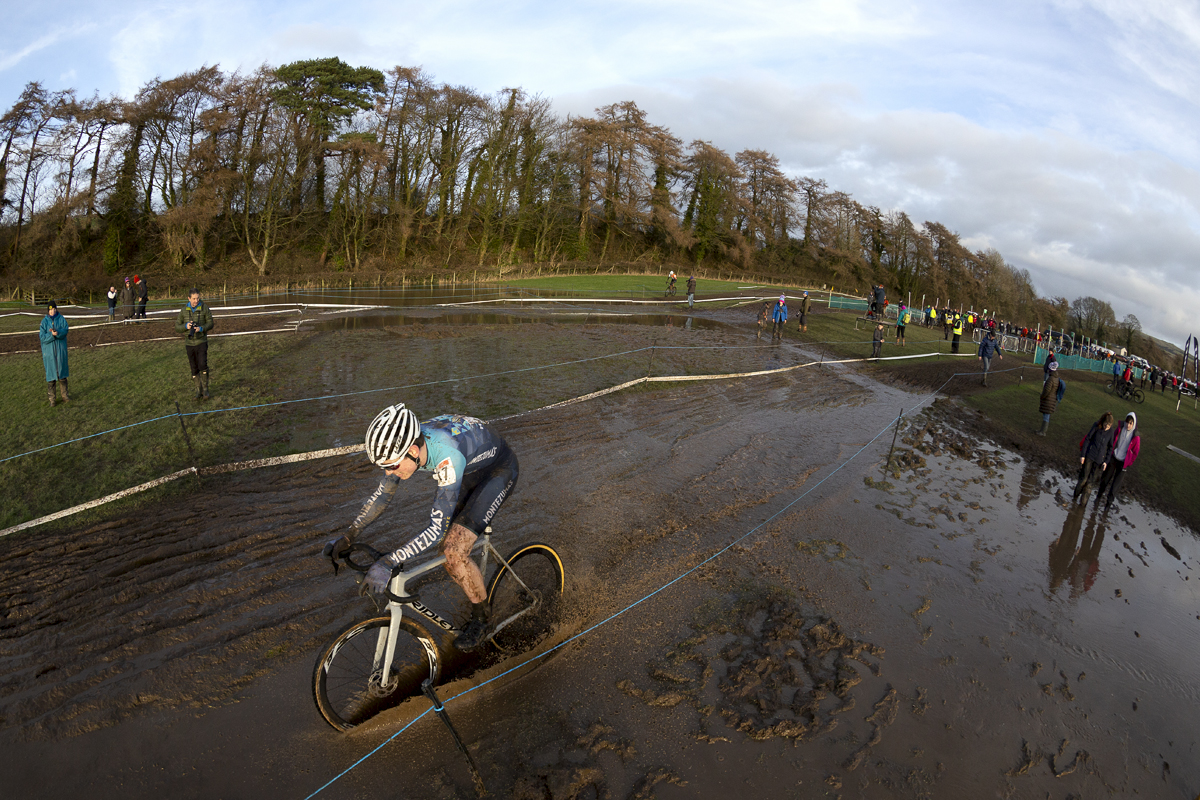 British National Cyclo-Cross Championships 2023 - Tom Couzens rides through deep mud on the course