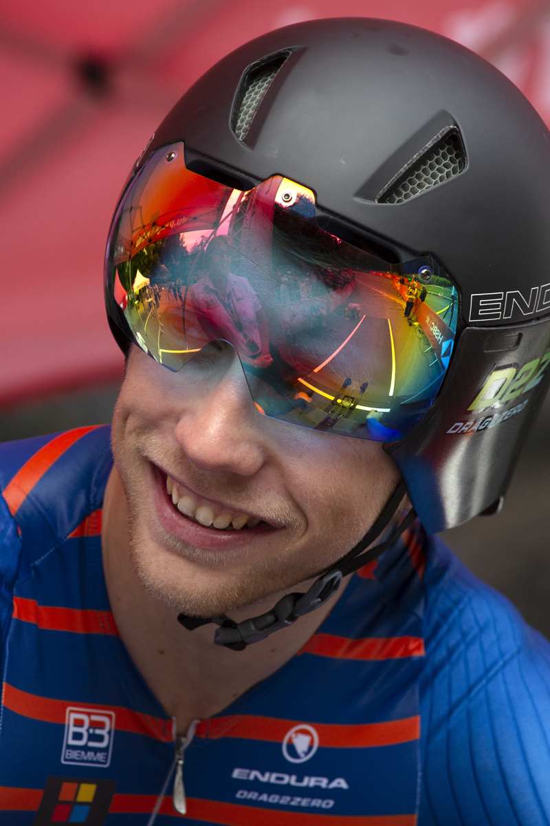 British National Road Championships 2019 - Charlie Quarterman smiles and looks relaxed at the start of the competition