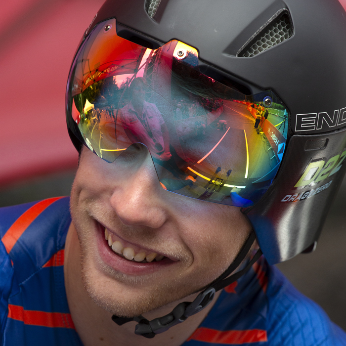 British National Road Championships 2019 - Charlie Quarterman smiles and looks relaxed at the start of the competition