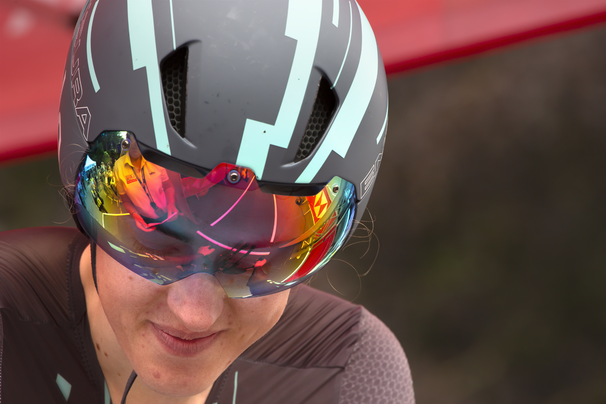 British National Road Championships 2019 - Lizzie Banks looks down smiling on the start ramp