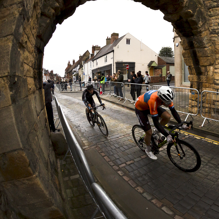 British National Road Championships 2021 - Men’s Road Race - the race passes under Newport Arch