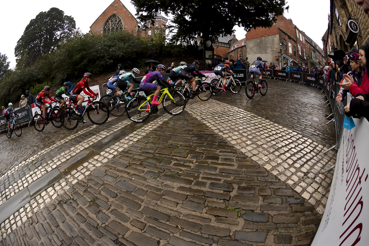 British National Road Championships 2021 - Women’s Road Race - The race reaches the top of Michaelgate