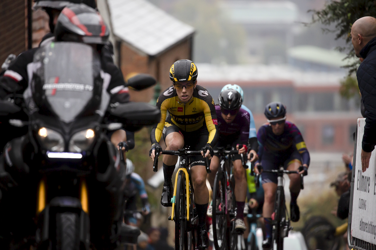 British National Road Championships 2021 - Women’s Road Race - Anna Henderson of Team Jumbo-Visma rides up Michaelgate in Lincoln