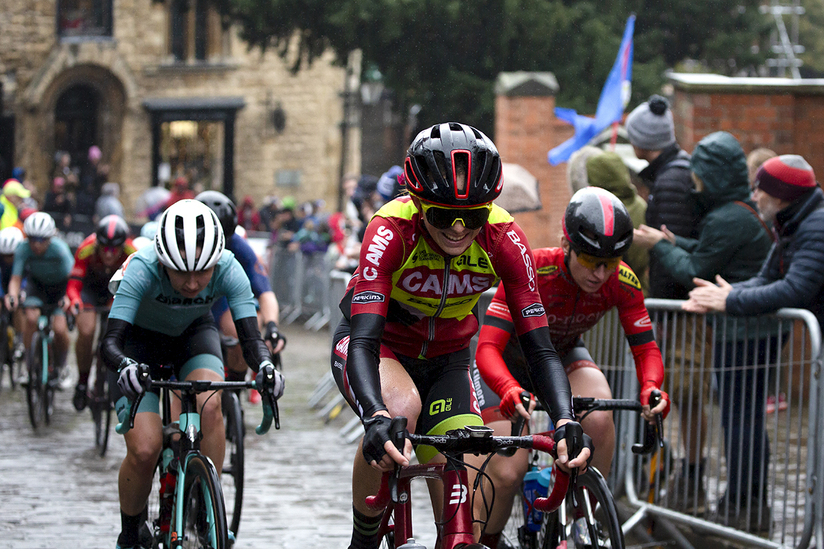 British National Road Championships 2021 - Women’s Road Race - Beckie Storrie of CAMS-Basso tackles the cobbles