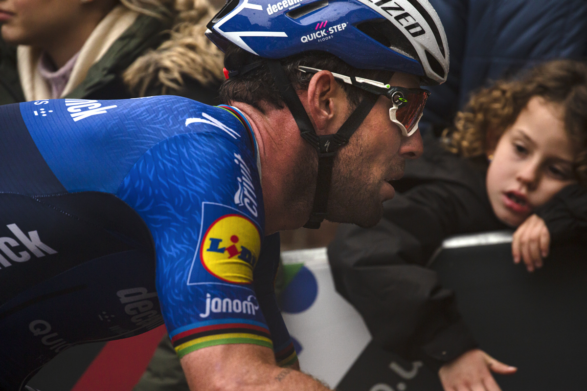 British National Road Championships 2021 - Men’s Road Race - Mark Cavendish of Deceuninck-Quick Step passes by a young fan who watches on