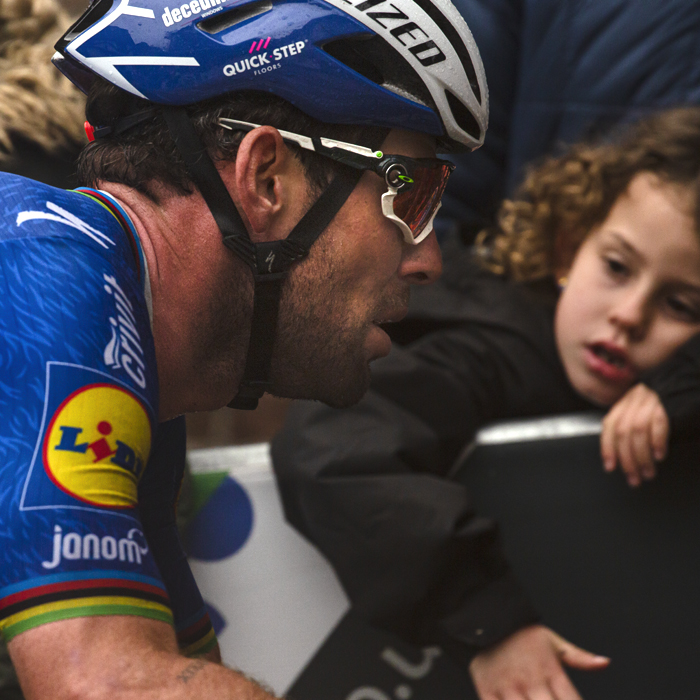 British National Road Championships 2021 - Men’s Road Race - Mark Cavendish of Deceuninck-Quick Step passes by a young fan who watches on