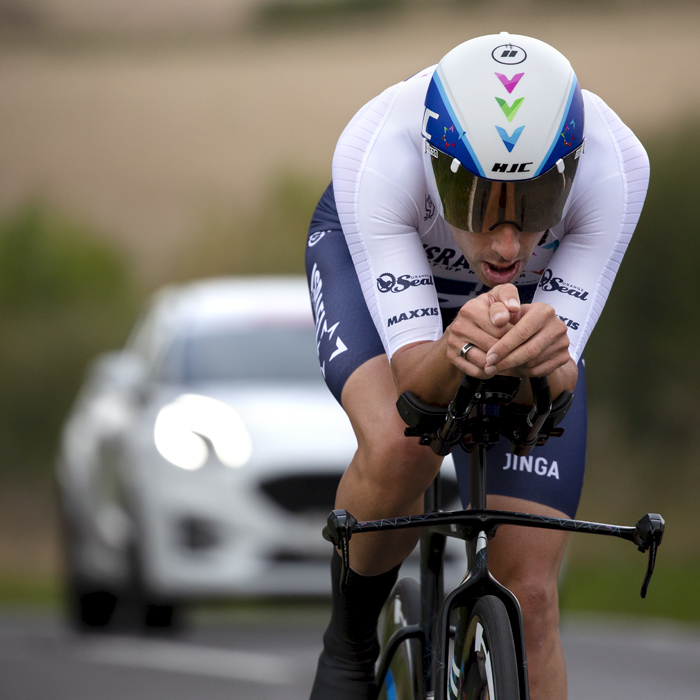 British National Road Championships 2022 - Men’s Time Trial - Alex Dowsett of Israel Start-Up Nation followed by his support vehicle during the event