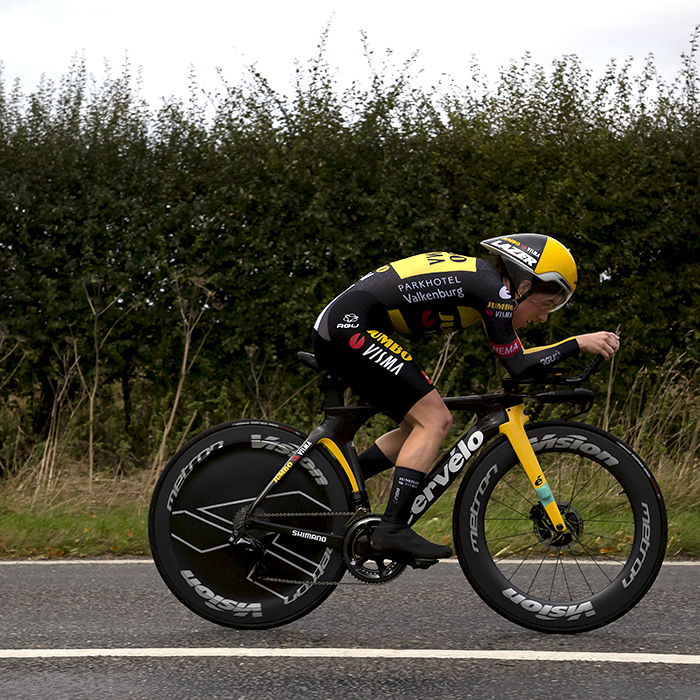 British National Road Championships 2022 - Women’s Time Trial - Side on view of Anna Henderson of Team Jumbo-Visma in an aero tuck