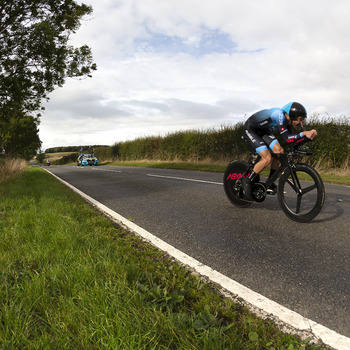 British National Road Championships 2022 - Men’s Time Trial - Dan Bigham of Ribble Weldtite Pro Cycling seen in the competition with the countryside behind him