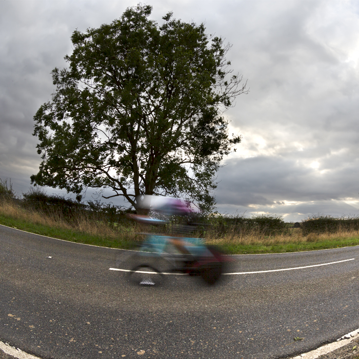 British National Road Championships 2022 - Women’s Time Trial - A rider speeds past in a blur through the countryside