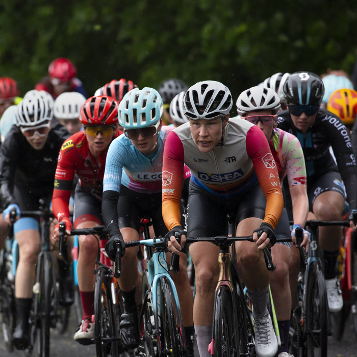 British National Road Championships 2022 - Women’s Road Race -  The peloton climb as a block in tough conditions