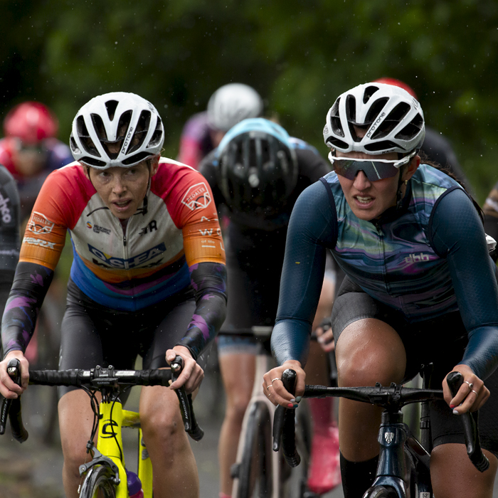 British National Road Championships 2022 - Women’s Road Race - Francesca Morgans-Slader of AWOL-O’Shea and Savannah Morgan climb the hill