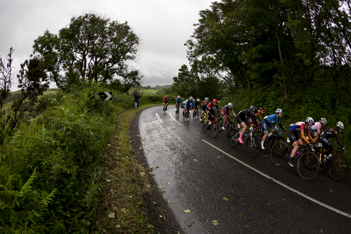 British National Road Championships 2022 - Women’s Road Race - Peloton ascends the hill