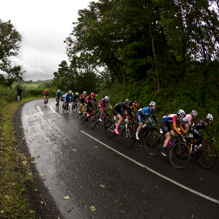 British National Road Championships 2022 - Women’s Road Race - Peloton ascends the hill