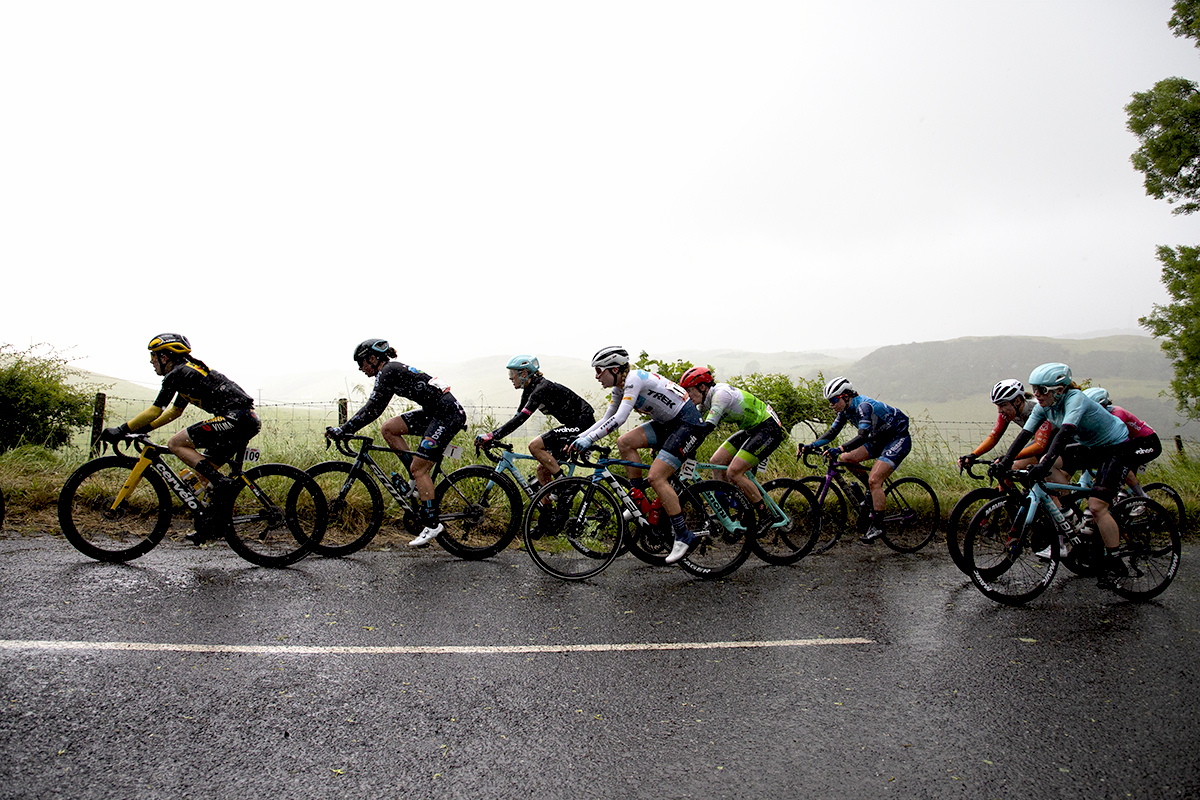 British National Road Championships 2022 - Women’s Road Race - The race from the side in the driving rain